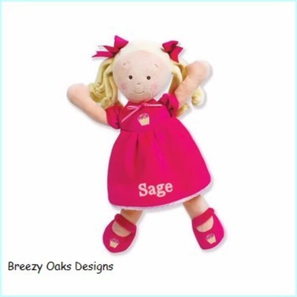 Personalized Cloth Baby Doll, Birthday Doll, 14" Rag Doll, Shower Gift, Toddler Doll, Princess Doll, Blonde Doll, Cloth Doll, Toy Doll, Safe