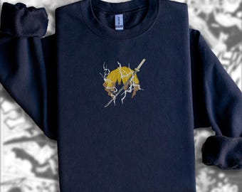 Demon Slayer Embroidered Anime Tshirt, Anime Embroidered Sweatshirt, Zenitsu Embroidered shirt, Demon Slayer, Kimetsu no yaiba