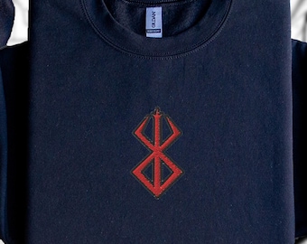Berserk Embroidered Anime Tshirt, Anime Embroidered Sweatshirt, Sacrifice Mark Embroidered shirt, Berserk, Guts