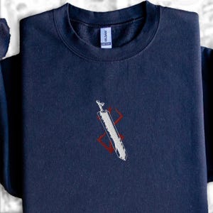 Berserk Embroidered Anime Tshirt, Anime Embroidered Sweatshirt, Berserk Guts shirt, Guts, Berserk, Sword