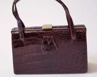 Vintage 1940er Jahre Genuine Alligator Kleine Box Geldbörse