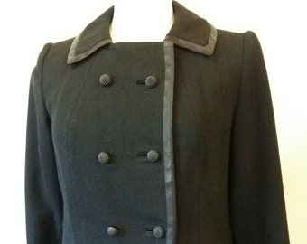 Vintage Lilli Ann Jacket Black Wool 1950s Blin & Blin