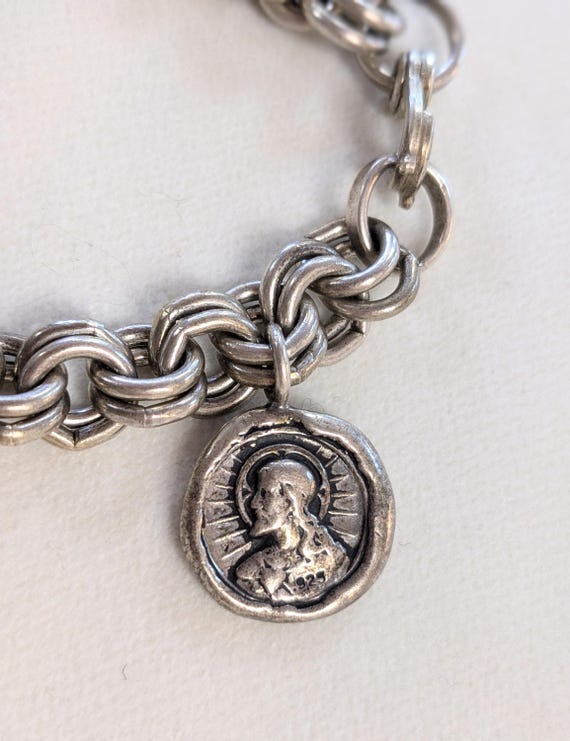 Vintage 90s Vass Ludacer Designer Sterling Silver Charm Bracelet