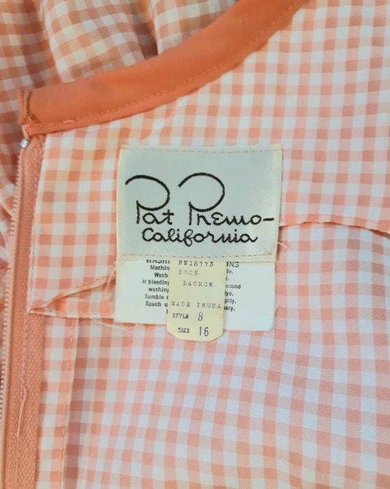 Vintage Pat Premo Dress NOS New Apricot Gingham B… - image 10