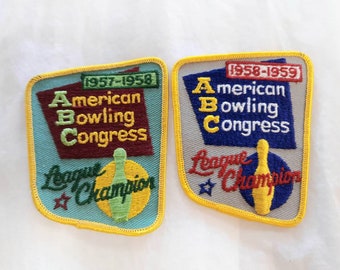 American Bowling Congress Vintage 1950s Patches 2 Authentic NEW Deadstock Unworn 1957 1958 1959