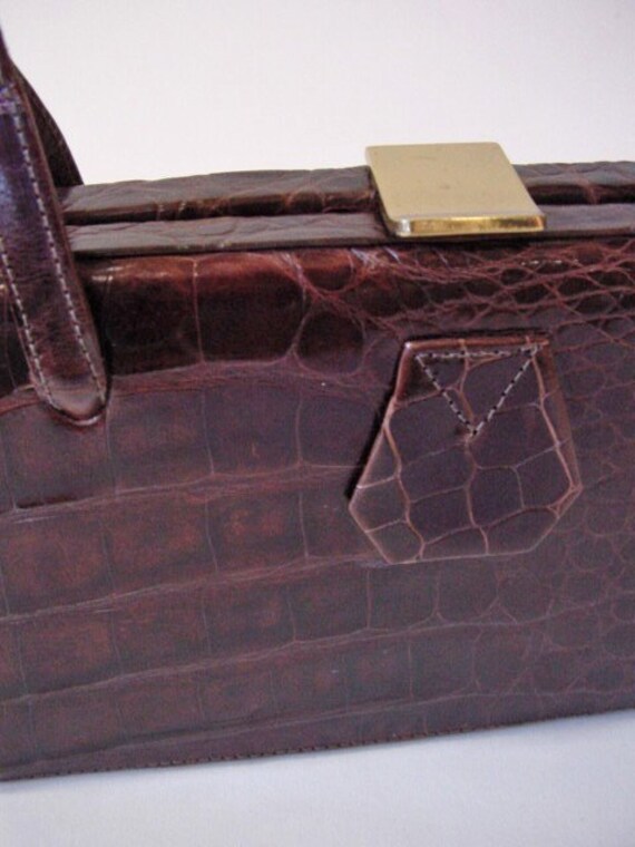 Vintage 1940s Genuine Alligator Small Box Purse - image 3