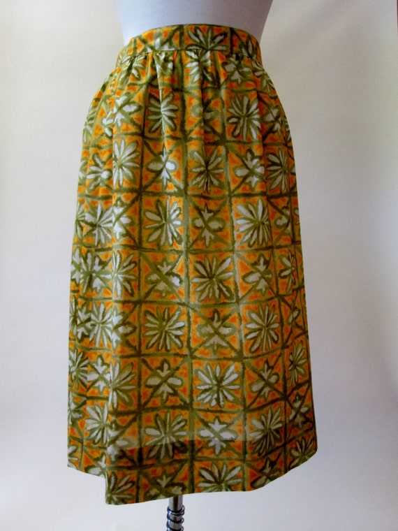 Vintage 1960s Orange Tapa Print Skirt - image 1