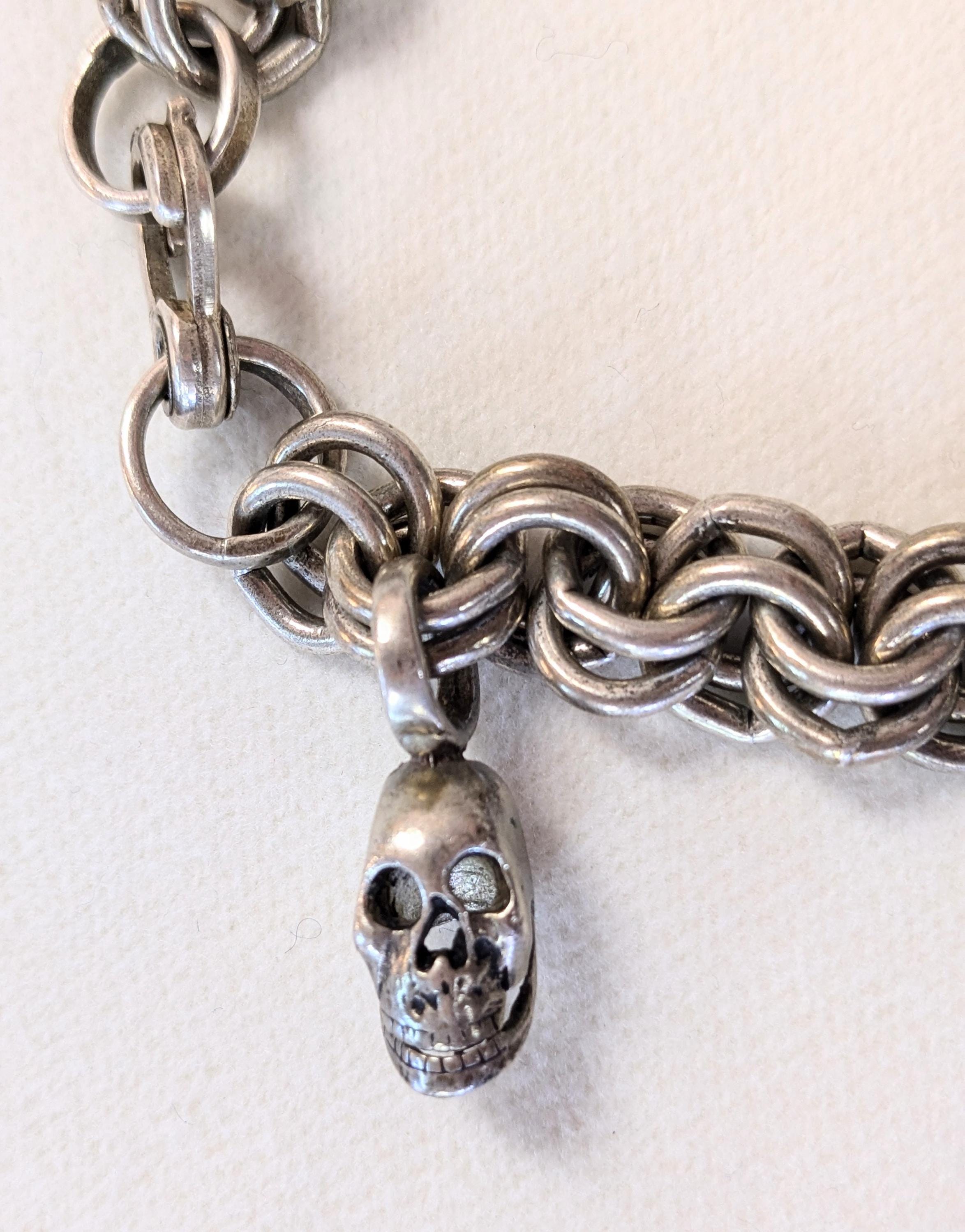 Vintage 90s Vass Ludacer Designer Sterling Silver Charm Bracelet