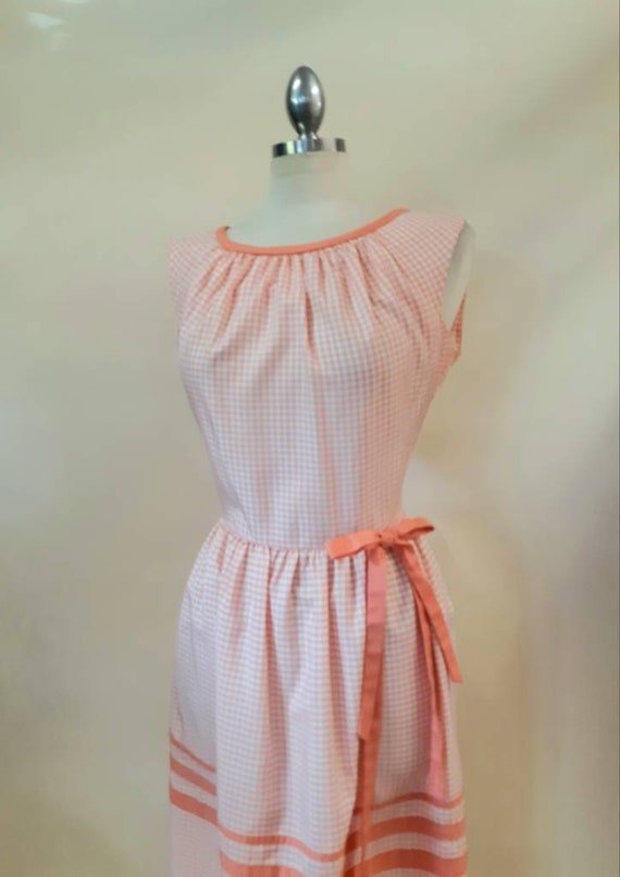 Vintage Pat Premo Dress NOS New Apricot Gingham B… - image 1
