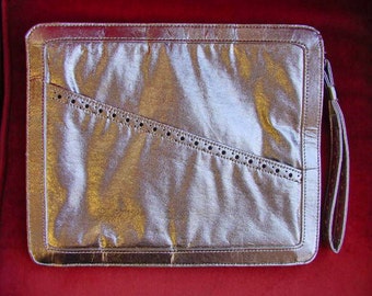 Vintage 1960s Silver Vinyl Clutch Mod Bag
