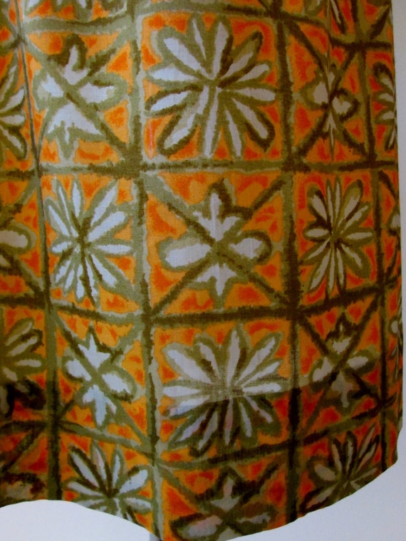 Vintage 1960s Orange Tapa Print Skirt - image 2