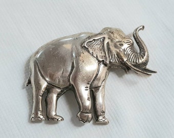 Vintage Elephant Pin Sterling Silver Brooch