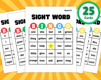 First Grade Sight Word Bingo Cards, Printable Educational Learning Activity (25 Cards)