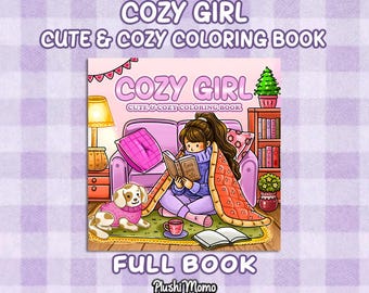 Libro para colorear digital Cozy Girl, 36 páginas, descarga instantánea.