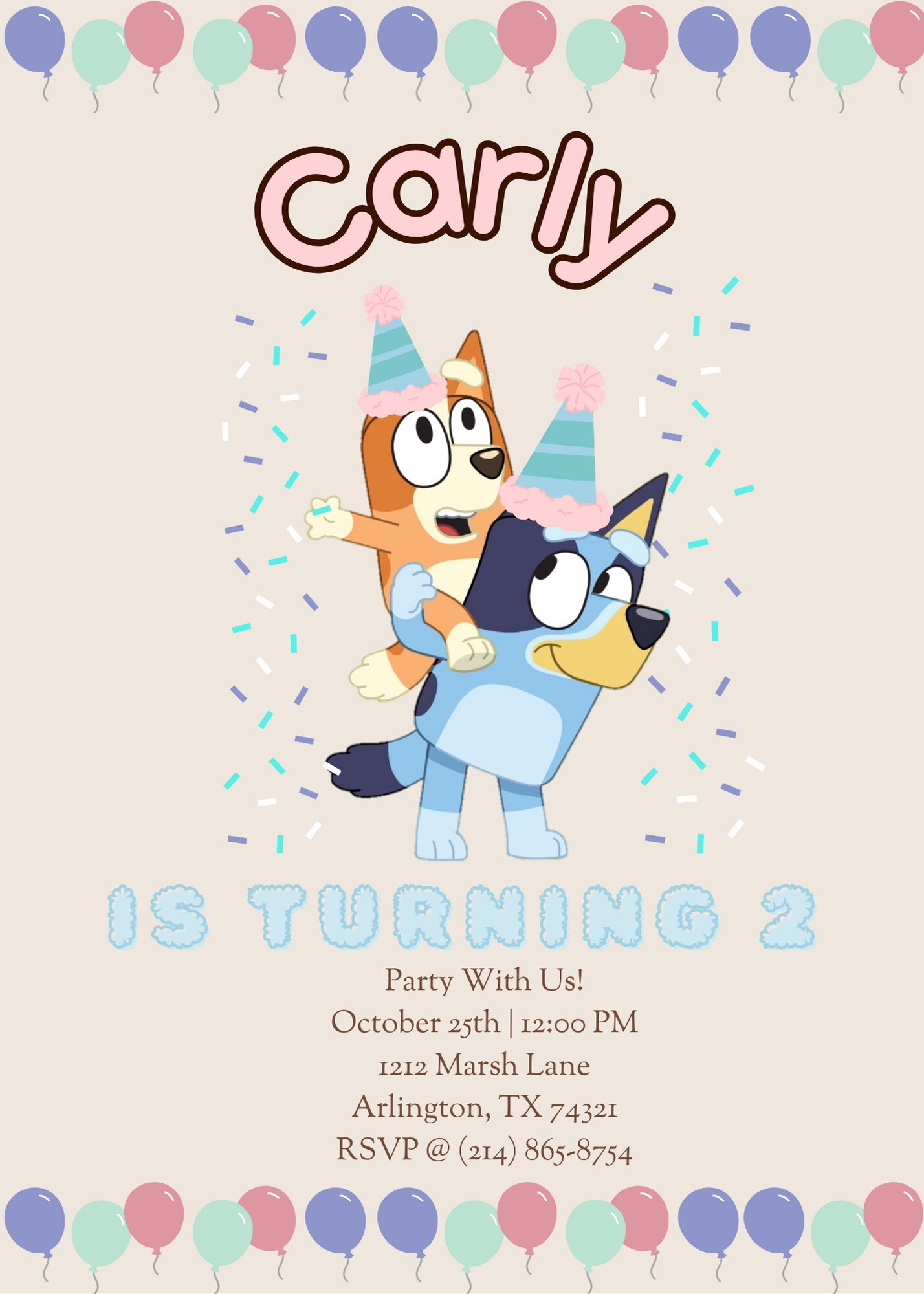Bluey Birthday Invitation, Printable Invitation, Birthday Girl Invite, Birthday Boy Invite ...