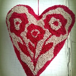 Primitive Heart of Flowers Punch Needle -epattern-needlepunch-Pattern Valentines Day