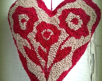 Primitive Heart of Flowers Punch Needle -epattern-needlepunch-Pattern Valentines Day