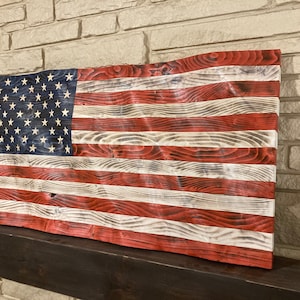 Wooden Wavy American Flag