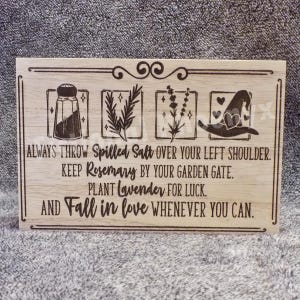 Practical Magic Shelf Decor || 6x4 Salt, Rosemary, Lavendar, and Love Quote || Practical Magic || 90s Nostalgia || Witchy Decor