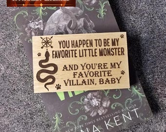Officially Licensed Rina Kent Shelf Decor || 3x5 Little Monster & Villain Quote || Kiss the Villain Wooden Sign