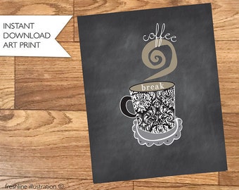 coffee art printable, coffee art, kitchen art