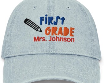 Embroidered Teacher Hat | Teacher Appreciation Gift | Cute Teacher Cap | Back to School Gift | Kindergarten Preschool Teacher