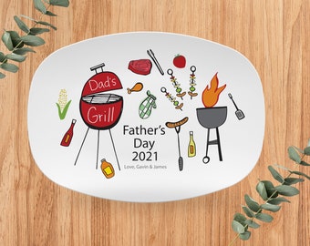 fathers day plate, fathers day platter, gift from son, gift from daughter, dads grilling plate