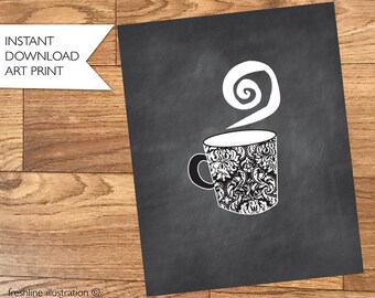 coffee art printable, coffee art, kitchen art