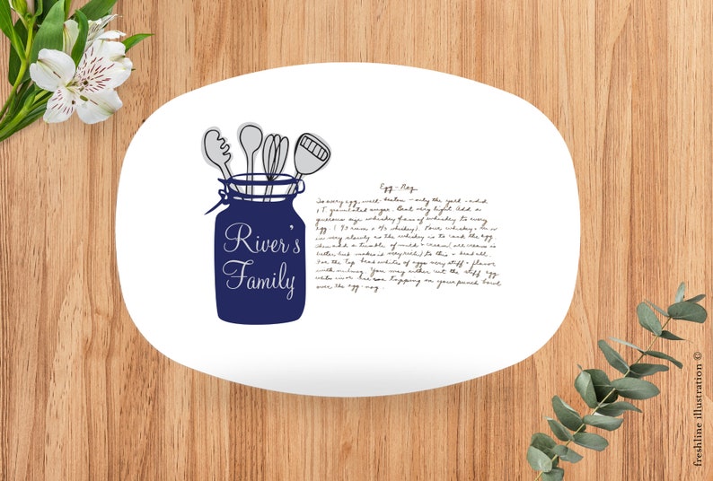 recipe on platter, handwritten recipe printed onto platter, personalized gift image 1