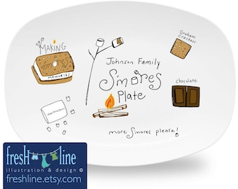 smores plate, platter, personalized platter, s&#39;mores plate