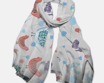 Chicken Scarf, Funny Chicken Gift, Farm Animal Scarf, Cute Chicken Lover Gift, Country Style Scarf, Chicken Mom Gift