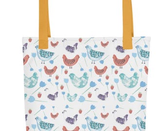 Personalized Tote Bag, Chicken Lover Gift, Personalized Gift for Women, Bridesmaid Tote