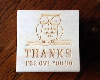 thank you stamp rubber stamp owl stamp