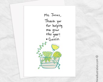 personalized teacher note card with your name, custom teacher card