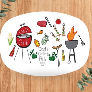 handprint fathers day gift, grandpa gift, grandpas grilling plate, dads grilling platter, grandpa gift