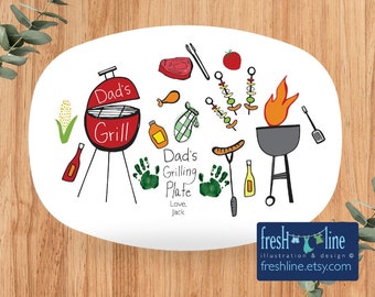 handprint fathers day gift, grandpa gift, grandpas grilling plate, dads grilling platter, grandpa gift