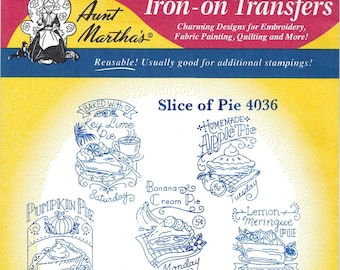 New Aunt Martha's 4036, A Slice of Pie, Transfer Pattern, Hot Iron