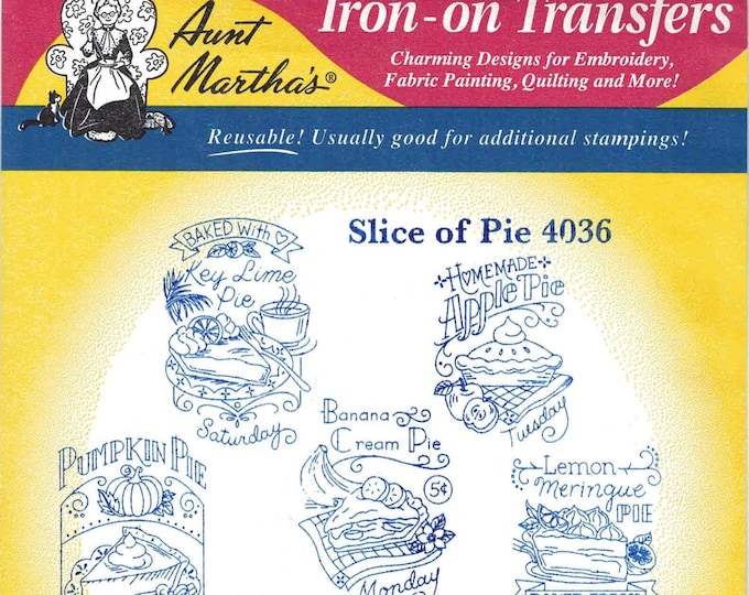 Slice of Pie Aunt Martha's Embroidery Transfer Designs Pattern #4036 - Etsy