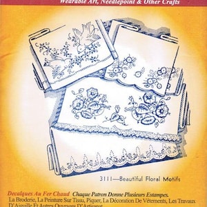Beautiful Floral Motifs Aunt Martha's Hot Iron Embroidery Transfer Pattern #3111