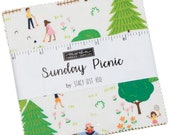 Sunday Picnic Moda Charm Pack 42 - 5 quot precut fabric quilt squares by Stacy Iest Hsu