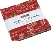 Merry Starts Here Moda Charm Pack 42 - 5 quot precut fabric quilt squares by Sweetwater