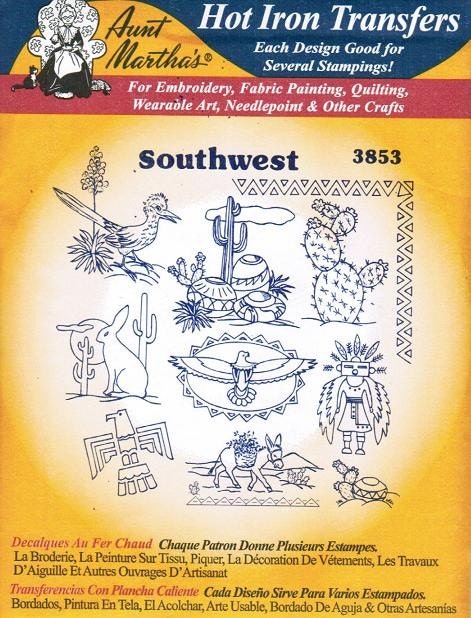 Southwest Motifs Aunt Martha's Embroidery Transfer Designs