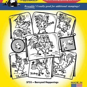Barnyard Happenings Aunt Martha&#39;s Embroidery Transfer Designs 3753