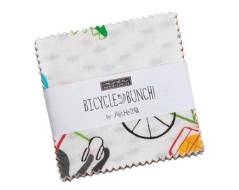 Bicycle Bunch Moda Mini Charm Pack, 42 -  2.5" precut fabric quilt squares by Abi Hall