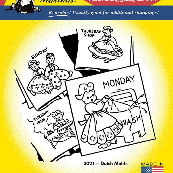 Dutch Motifs Aunt Martha's Embroidery Transfer Designs #3021