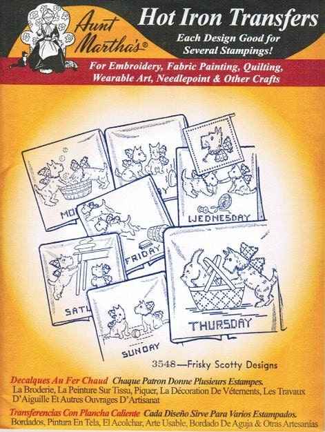 LOT Brand New Aunt Martha's Hot Iron Embroidery Transfer Pattern Towels -  Animals Penguin, duck, kitty cat, frog, mouse