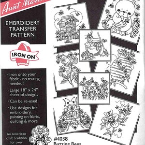 Buzzing Bees Aunt Martha's Hot Iron Embroidery Transfer #4038 Transfer Designs