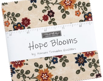 Hope Blooms Moda Charm Pack 42 -  5" precut fabric quilt squares by Kansas Troubles Quilters