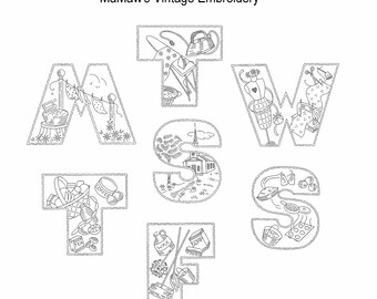 M130 Large Letter Chores Hot Iron On Embroidery Transfer Pattern Mamaw's