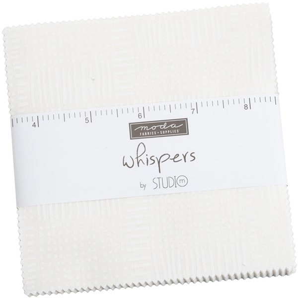 Whispers  Moda Charm Pack, 42 -  5" precut fabric quilt squares by Studio M - white on white